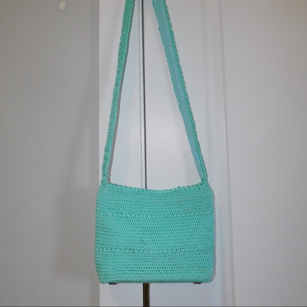 Greenish blueish knitted Crossbody bag